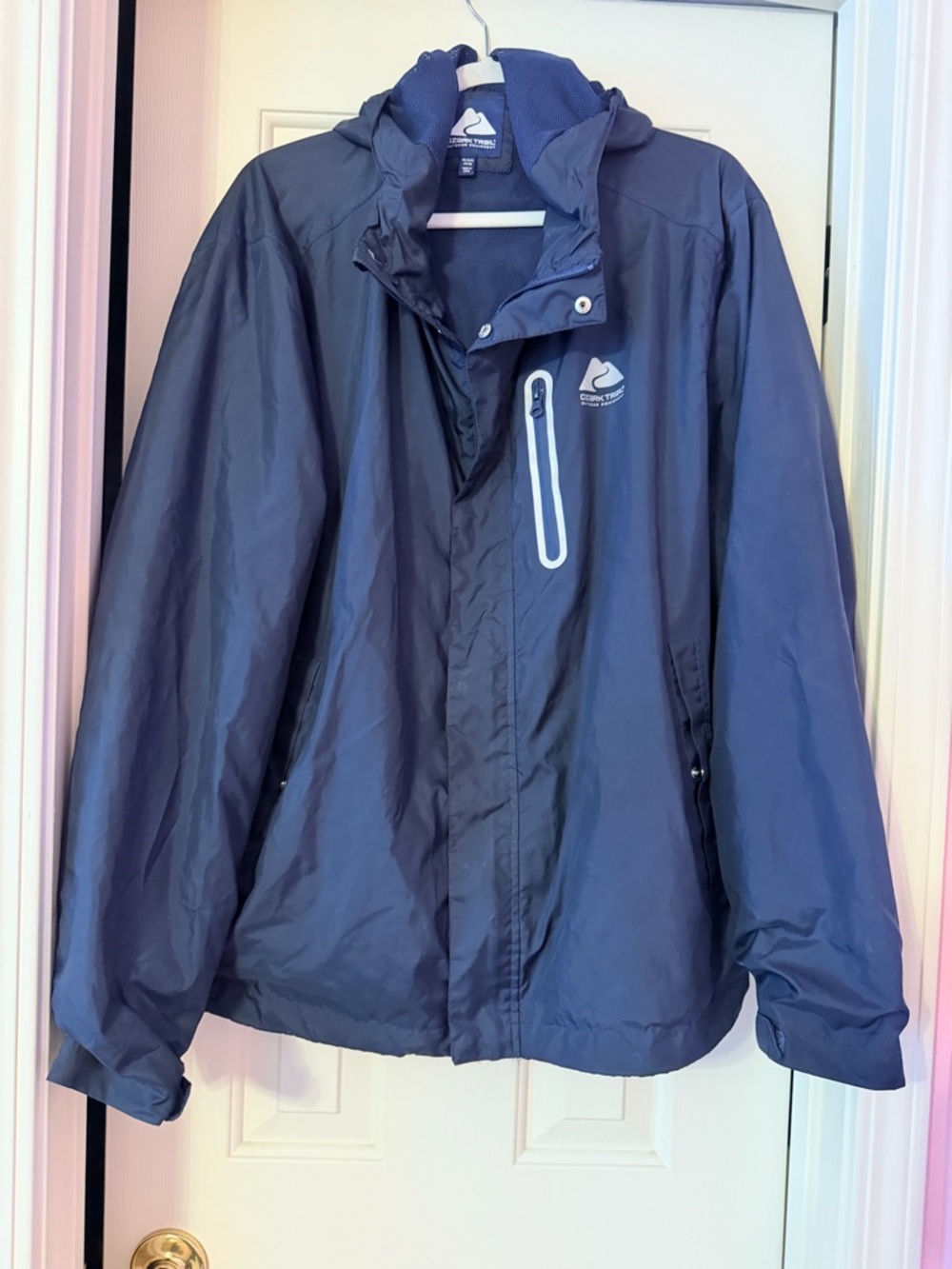 Men's Ozark Trail Black Hooded Windbreaker Jacket Size XL/XXL